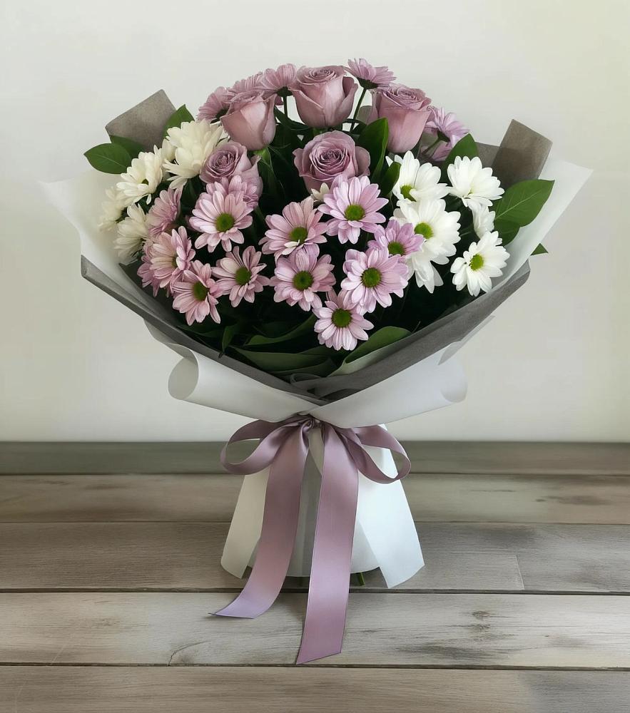 Букет цветов из: Хризантемы и Розы в Молочном Вологодской области
