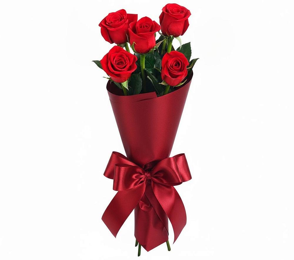 Букет 5 Красных роз Эдлесс Лав в Молочном Вологодской области
