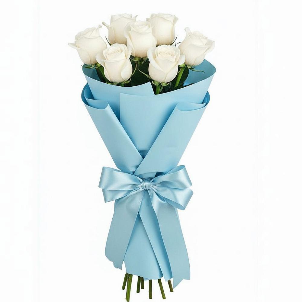 Букет 7 белых роз Проуд в Молочном Вологодской области