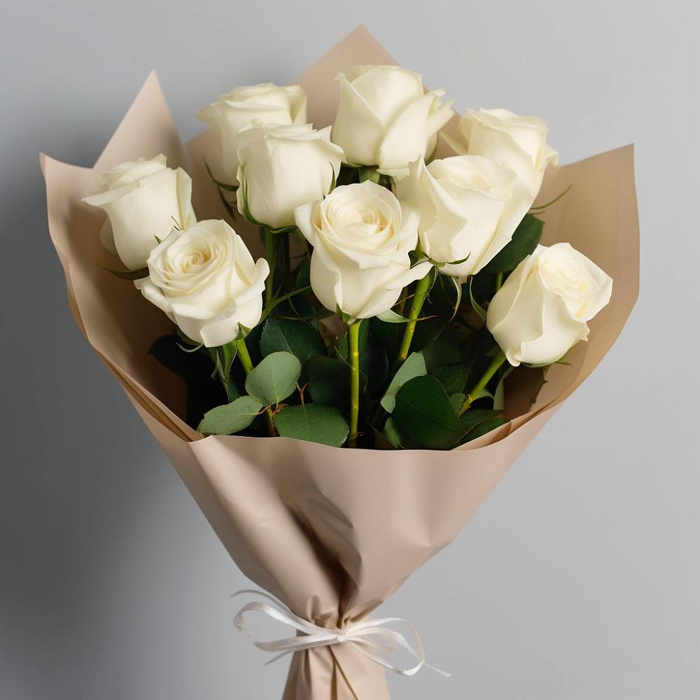 Букет 9 Белых роз Эдлесс Лав в Молочном Вологодской области