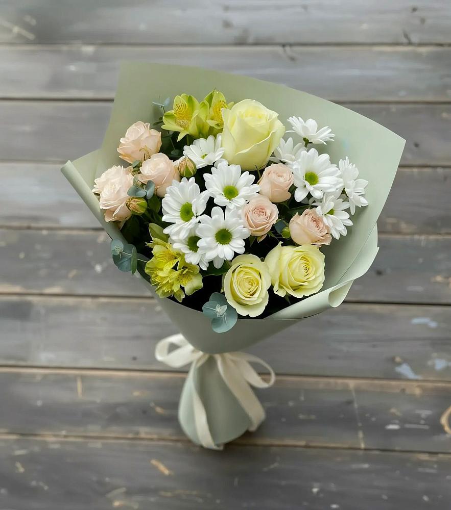 Букет цветов из: Альстромерии, Розы и Хризантемы в Молочном Вологодской области