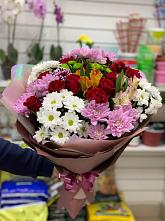 Букет цветов из:  Розы, Хризантемы и Альстромерии #REPLACE_PRED# Молочном Вологодской области