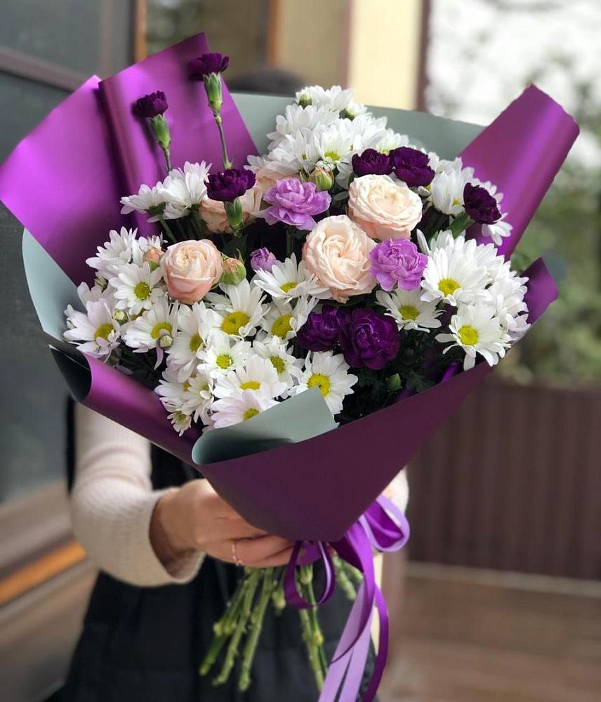 Букет цветов из: Хризантемы, Гвоздики и Розы в Молочном Вологодской области