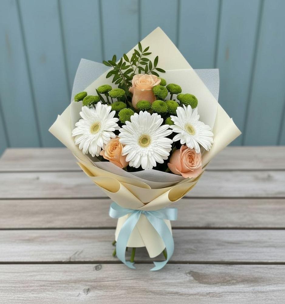 Букет цветов из: Герберы, Розы и Хризантемы в Молочном Вологодской области