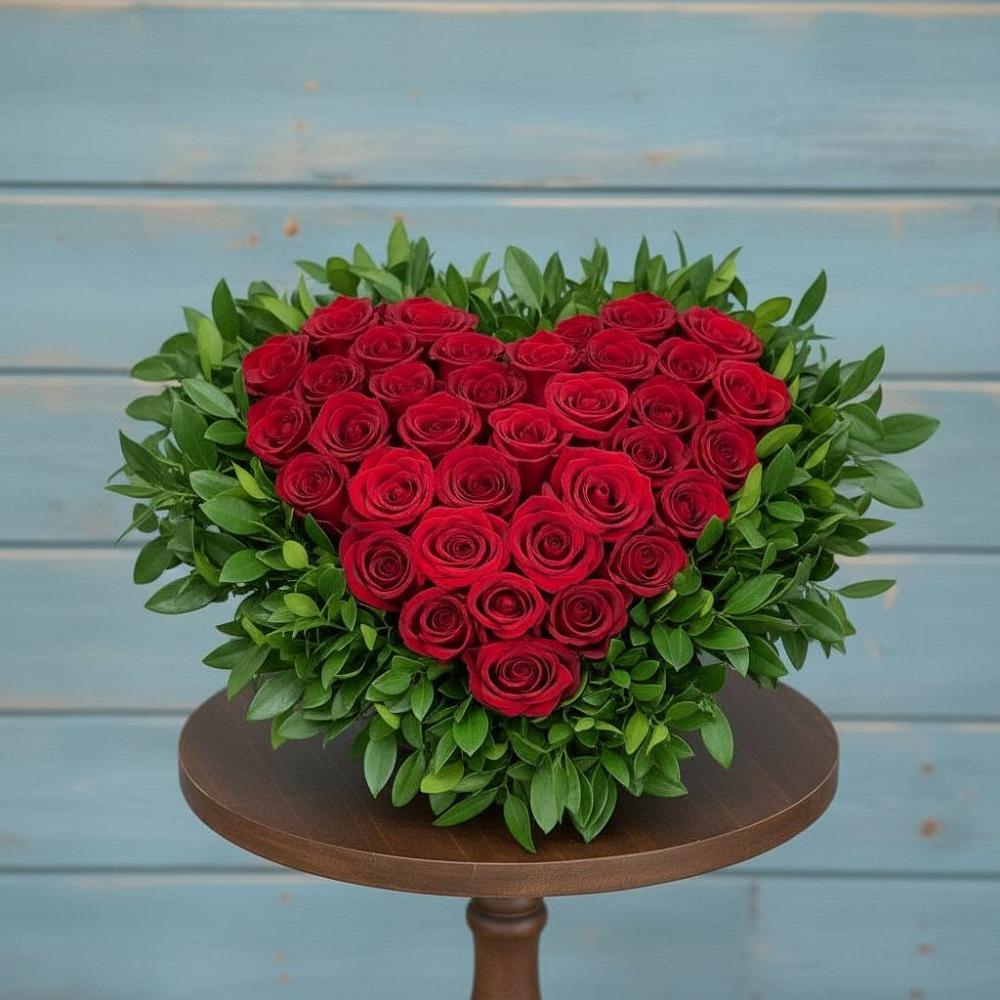 Цветочная композиция из Розы в виде сердца в Молочном Вологодской области