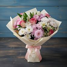 Букет цветов из:  Хризантемы, Альстромерии и Розы в Молочном Вологодской области