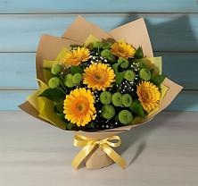 Букет цветов из:  Герберы и Хризантемы в Молочном Вологодской области
