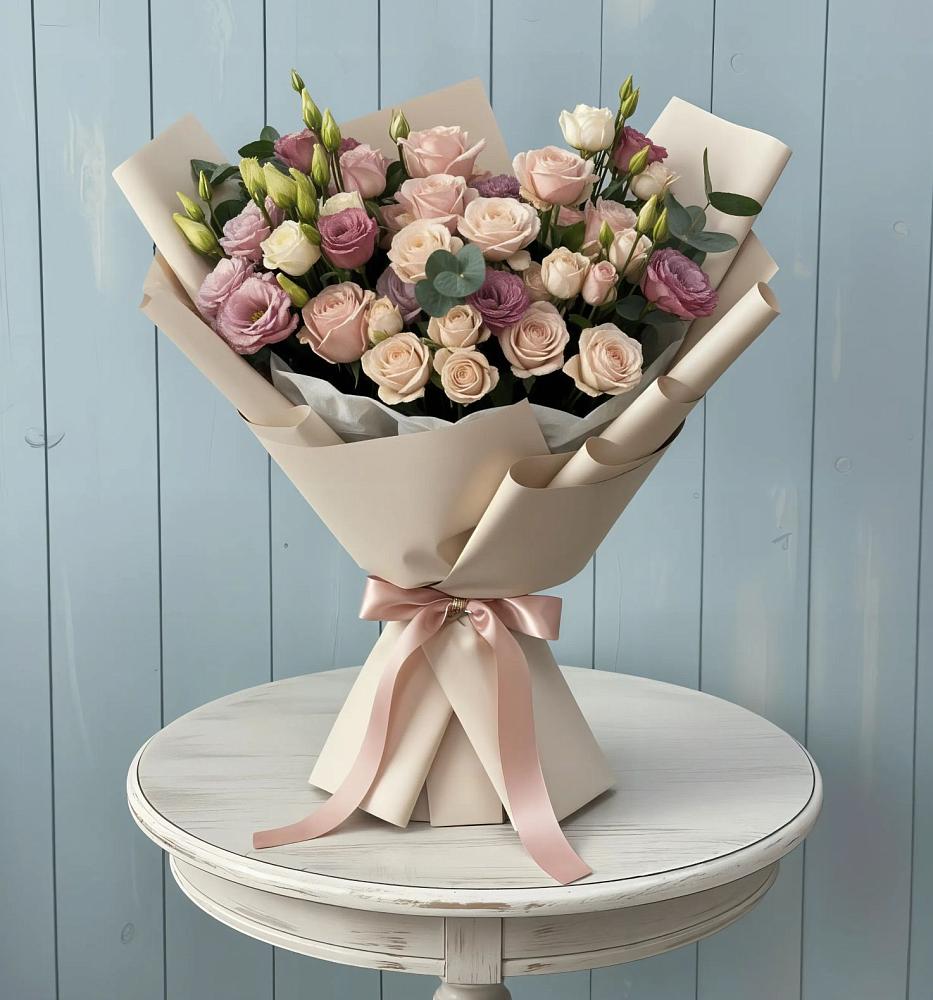 Букет цветов из: Розы и Лизиантусы в Молочном Вологодской области