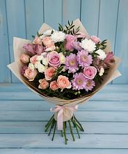 Букет цветов из:  Хризантемы, Розы и Альстромерии в Молочном Вологодской области