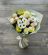 Букет цветов из:  Альстромерии, Розы и Хризантемы в Молочном Вологодской области