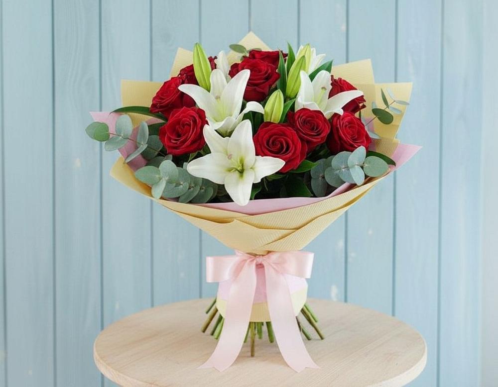 Букет цветов из: Лилии и Розы в Молочном Вологодской области